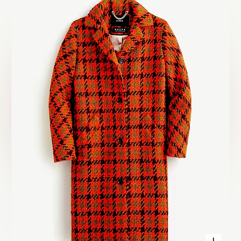 J.CREW NALYA HOUNDSTOOTH ITALIAN WOOL CAR COAT